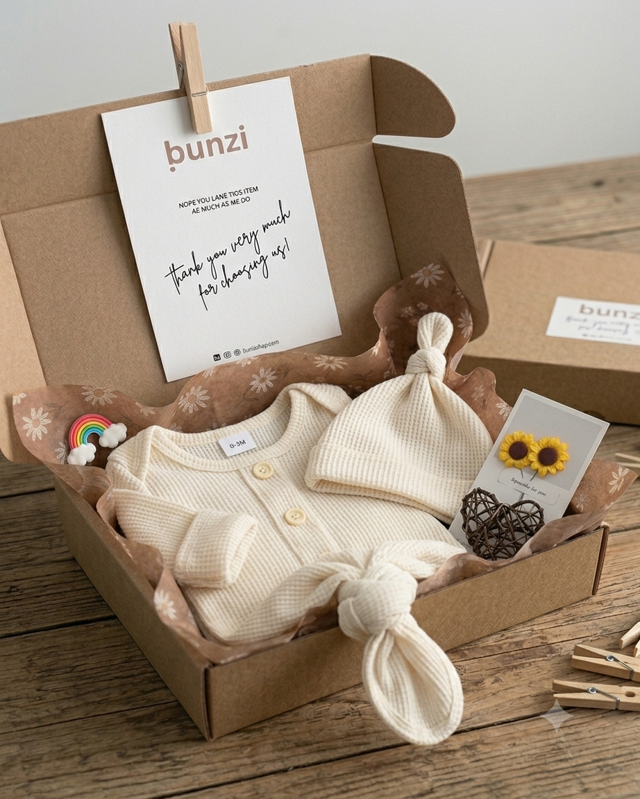 Baby clothing set with hat Gift Box with Card