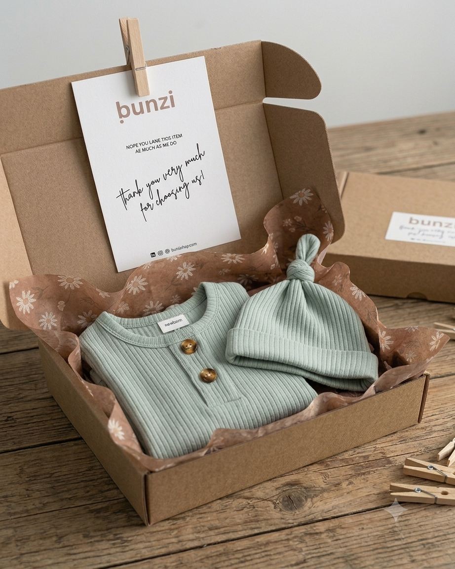 Baby clothing set with hat Gift Box with Card