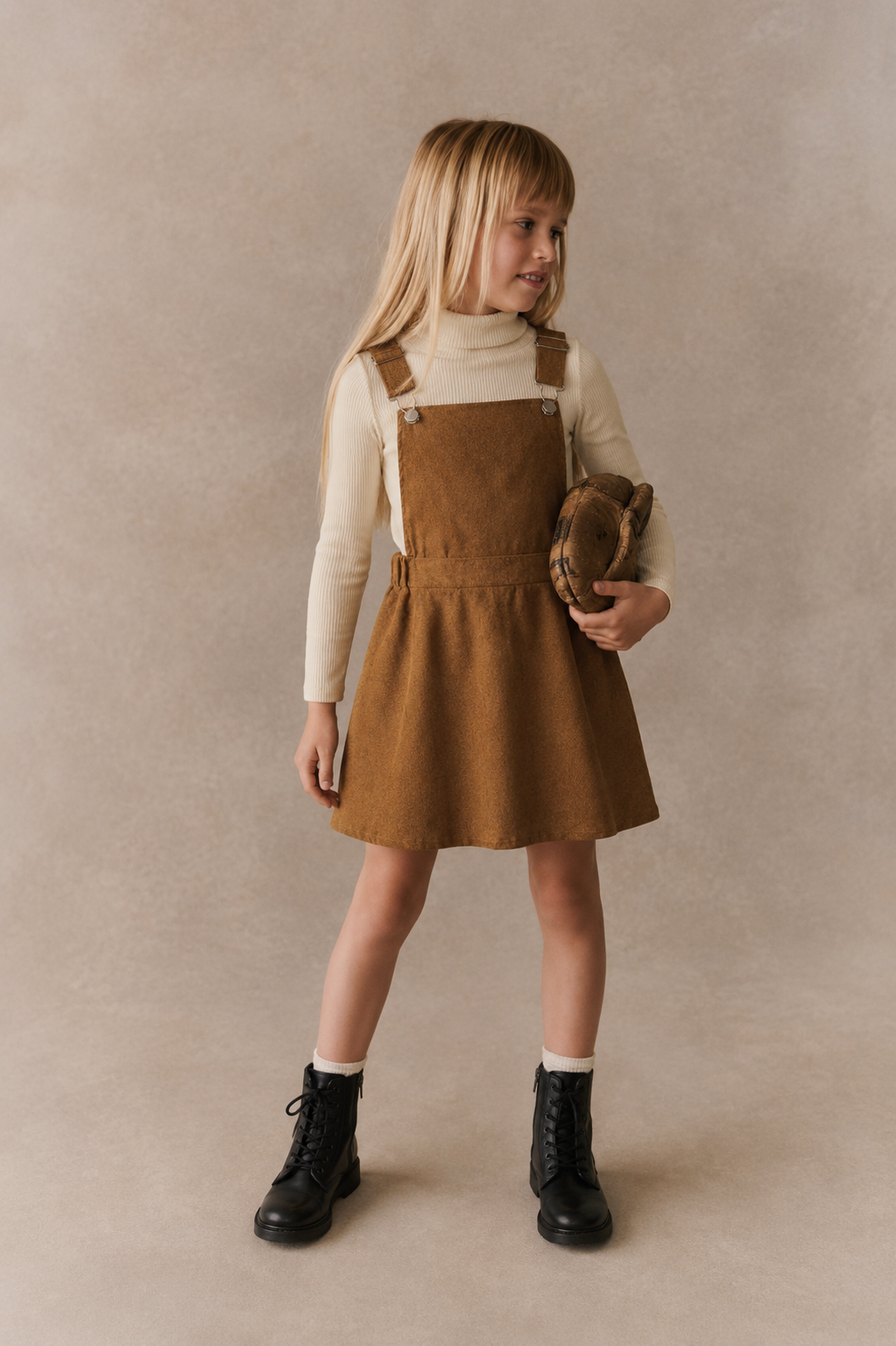 Girls' Adjustable Suspender corduroy dress