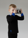 Kids 100% cotton pajamas Black with royal blue