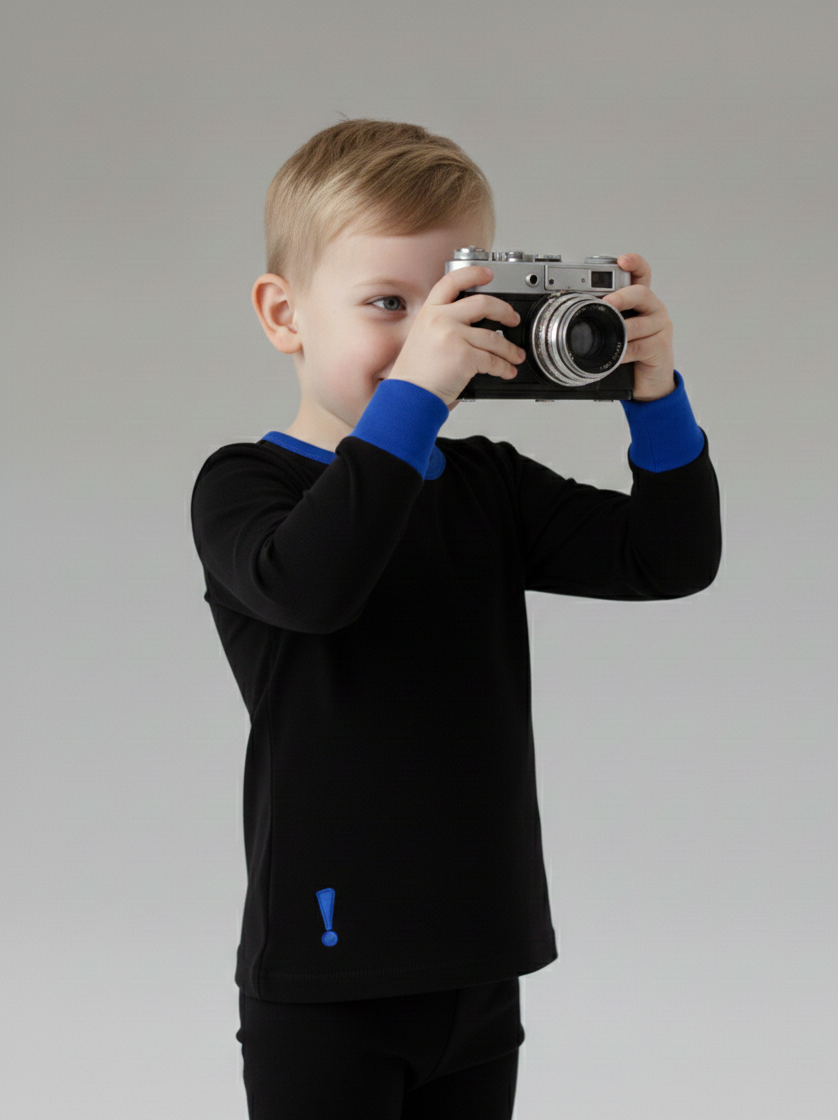 Kids 100% cotton pajamas Black with royal blue