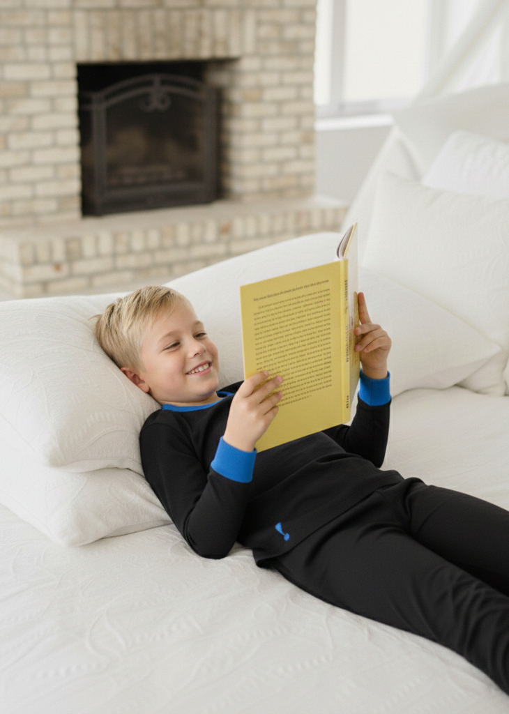 Kids 100% cotton pajamas Black with royal blue