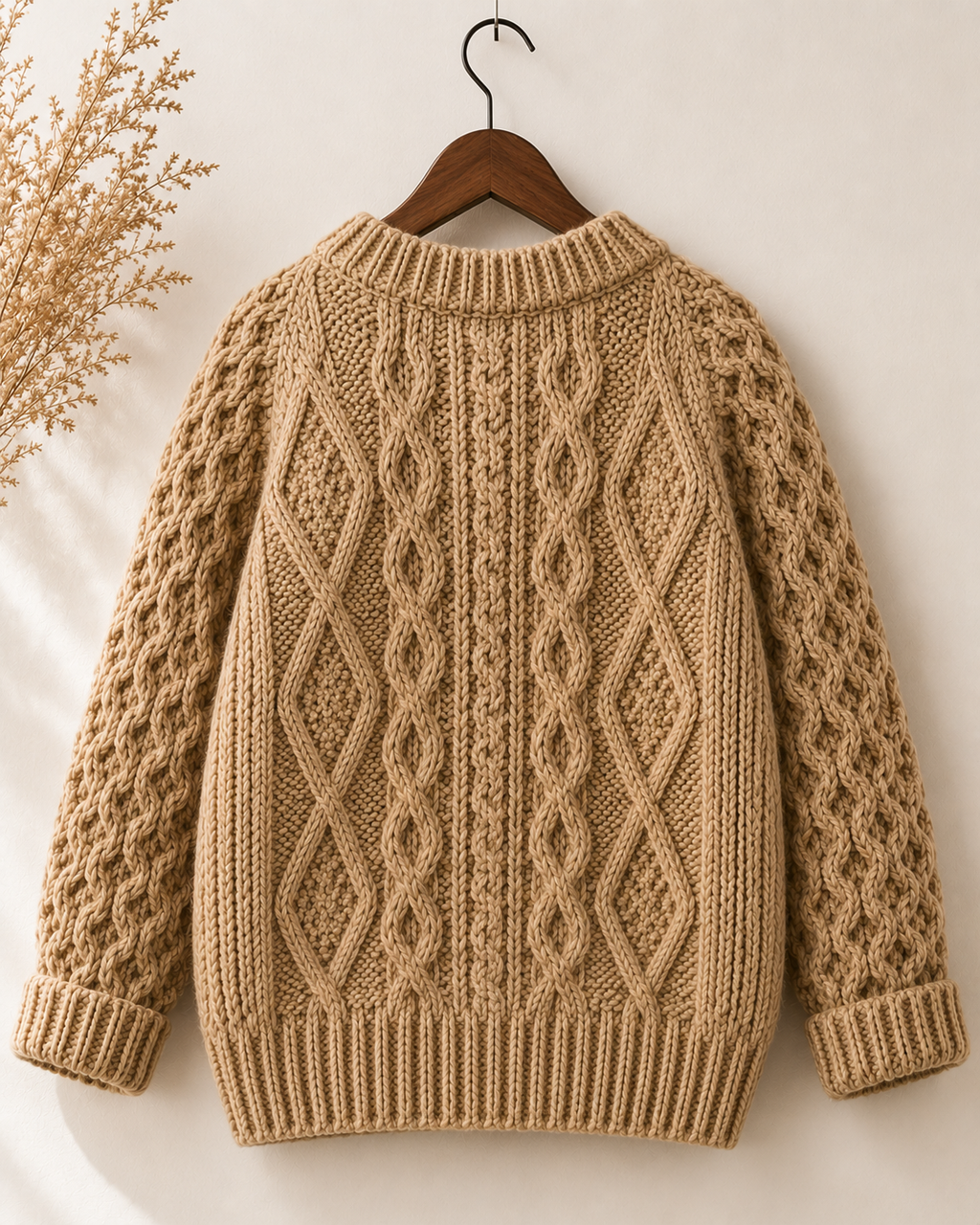 Boys brown cable knit button down sweater