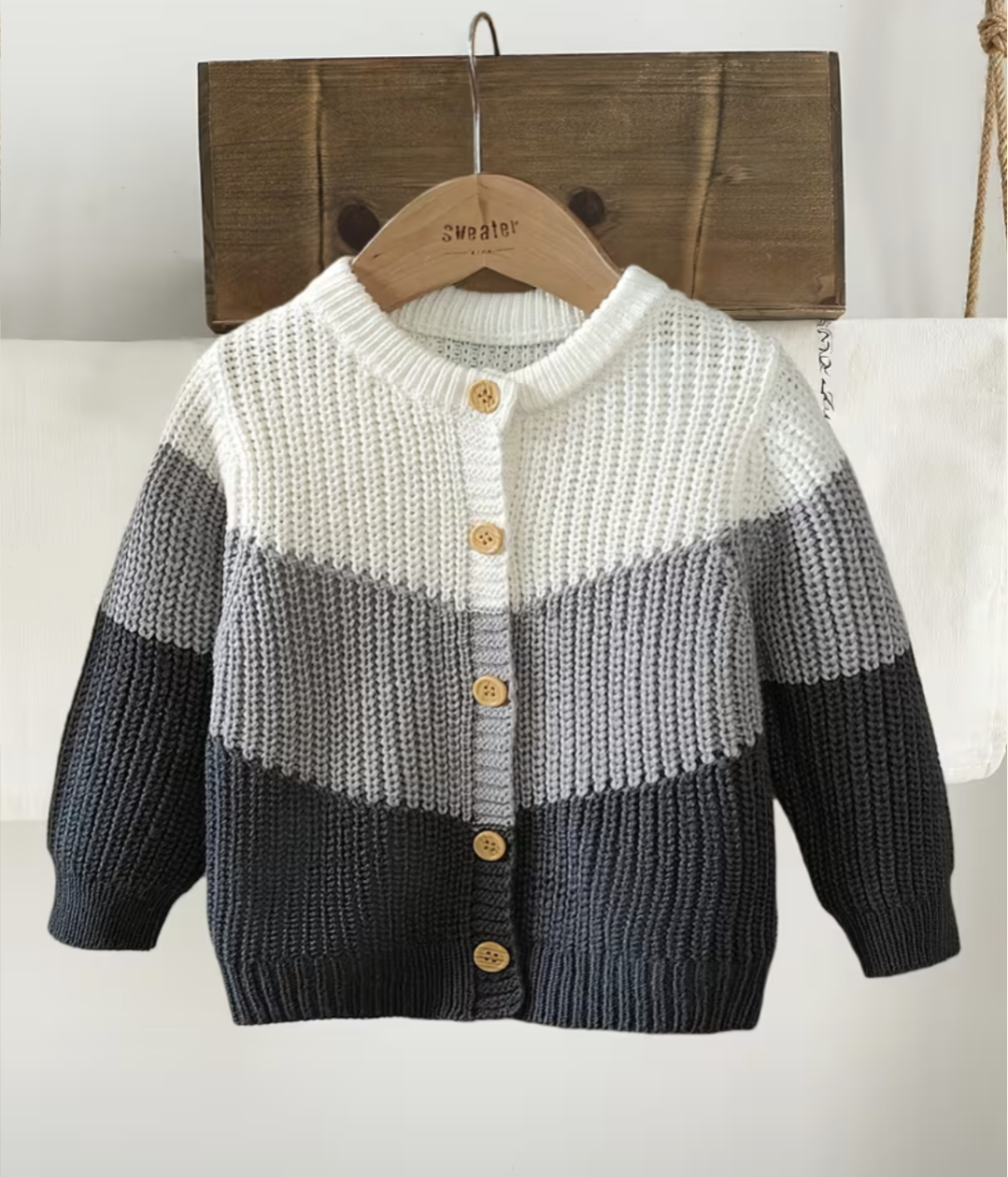 Black boys cable knit sweater button down three color