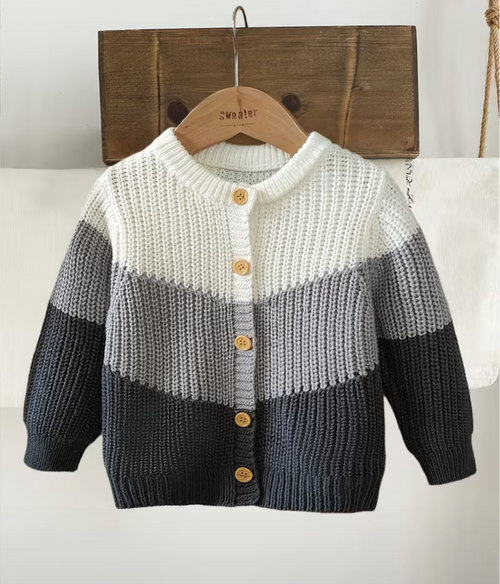 Black boys cable knit sweater button down three color