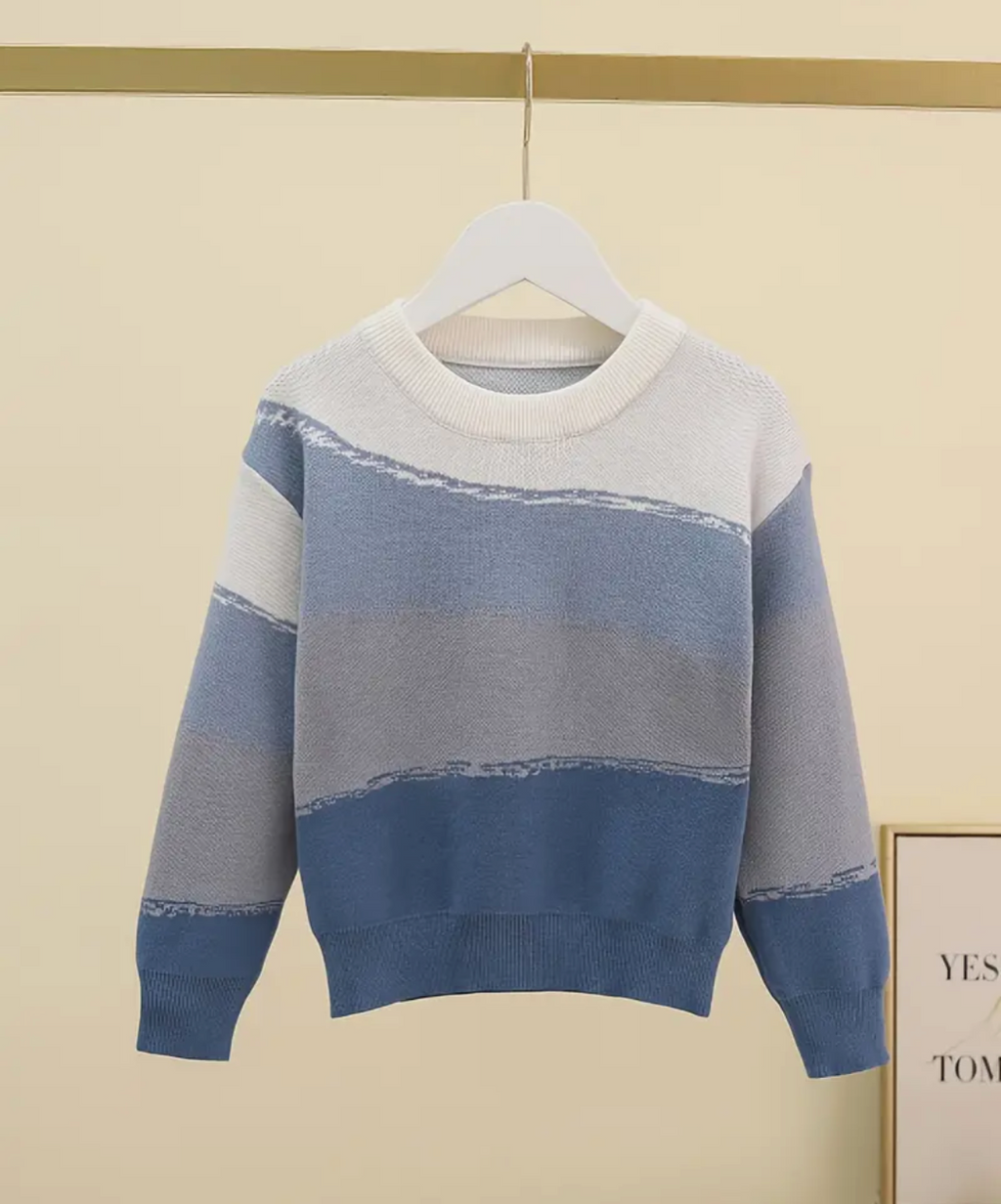 Clothing Boys Round Neck Knit Sweater Base Layer Striped