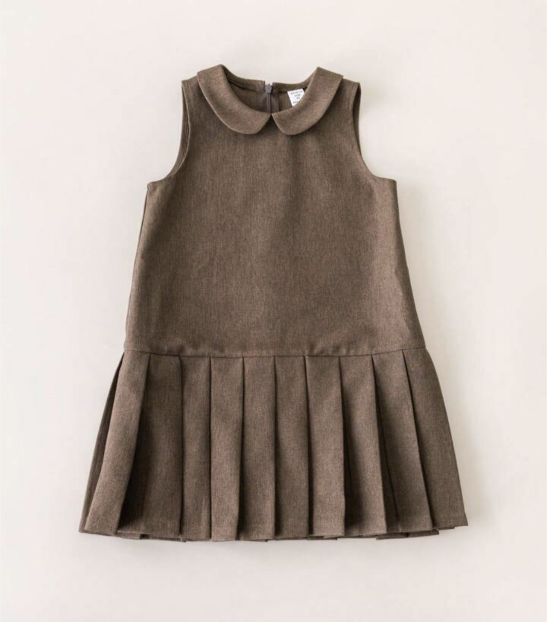 Brown pleated girls dress