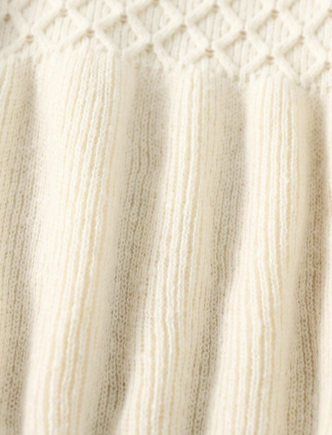 Girls White Sweater With Puff Sleeve