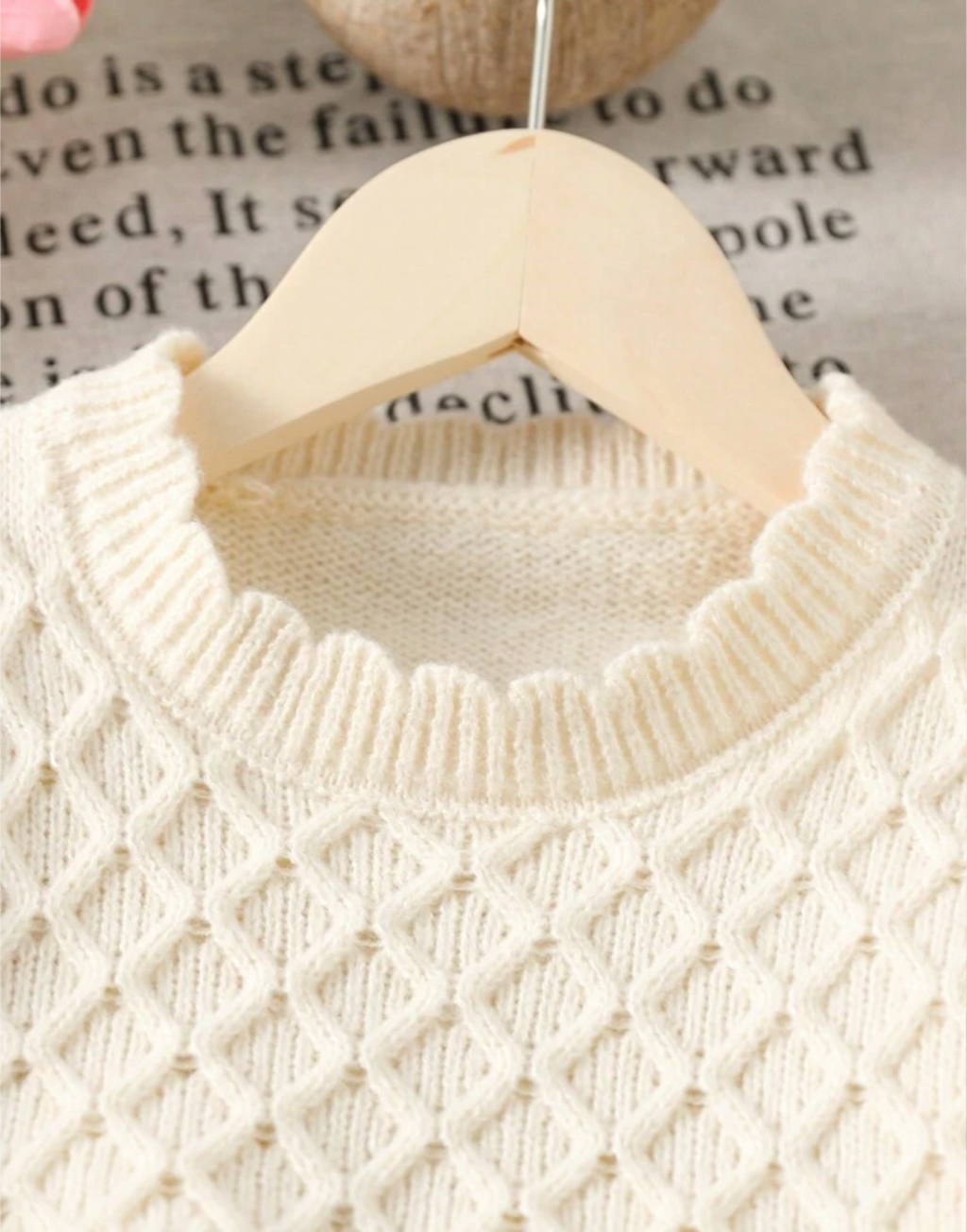 Girls White Sweater With Puff Sleeve