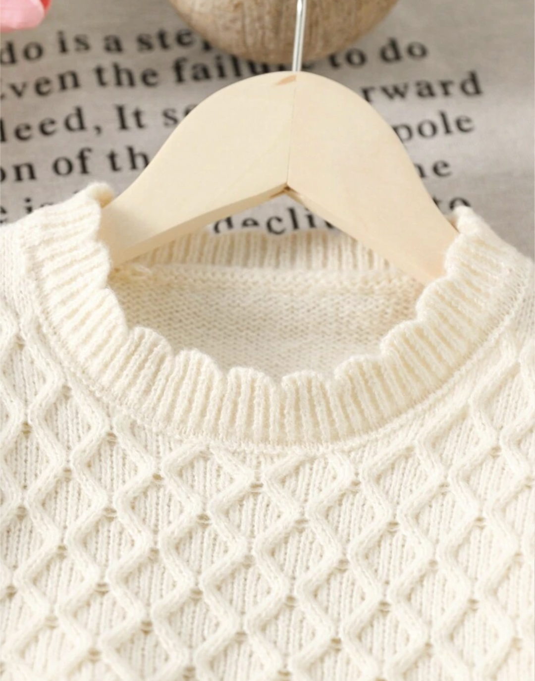 Girls White Sweater With Puff Sleeve