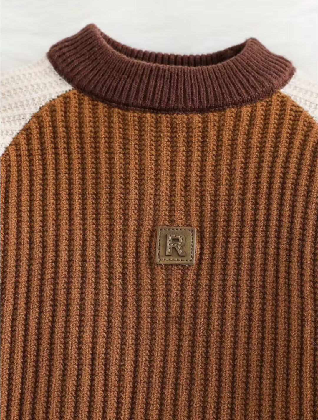 Boys brown long sleeve sweater knitted