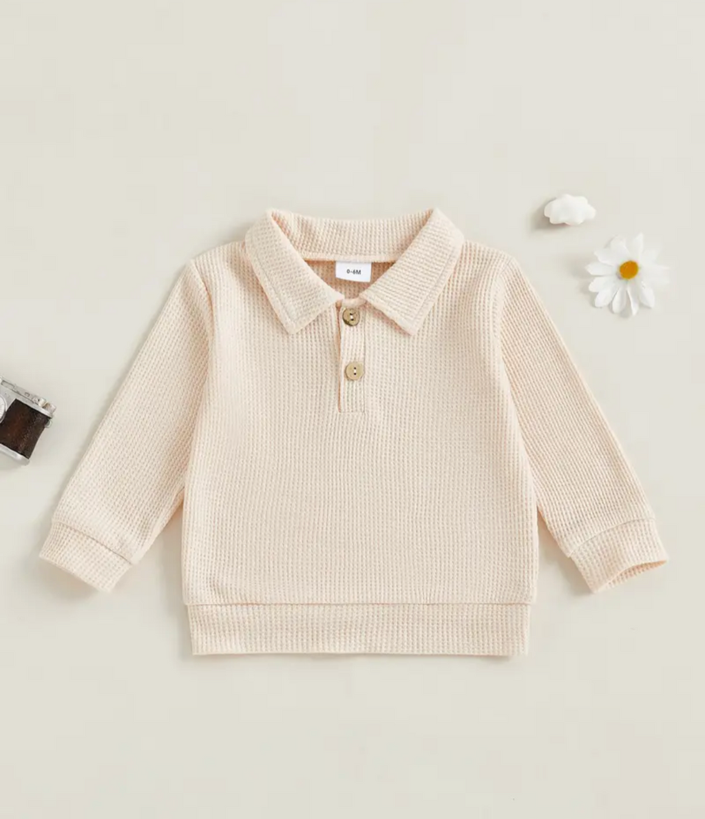 Boys cream waffle sweater