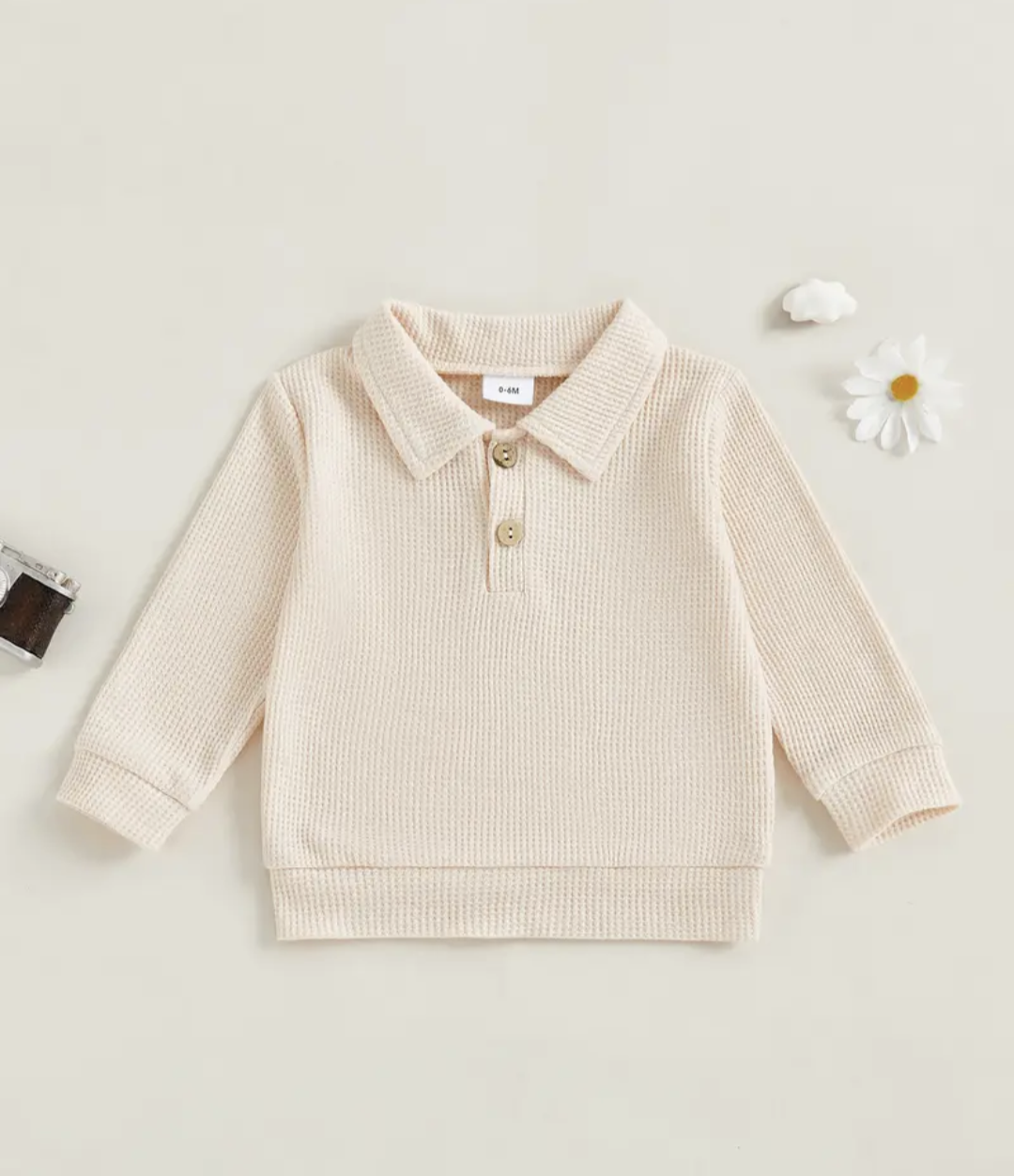Boys cream waffle sweater