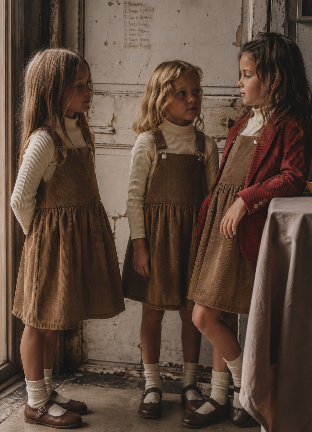 Girls' Adjustable Suspender corduroy dress