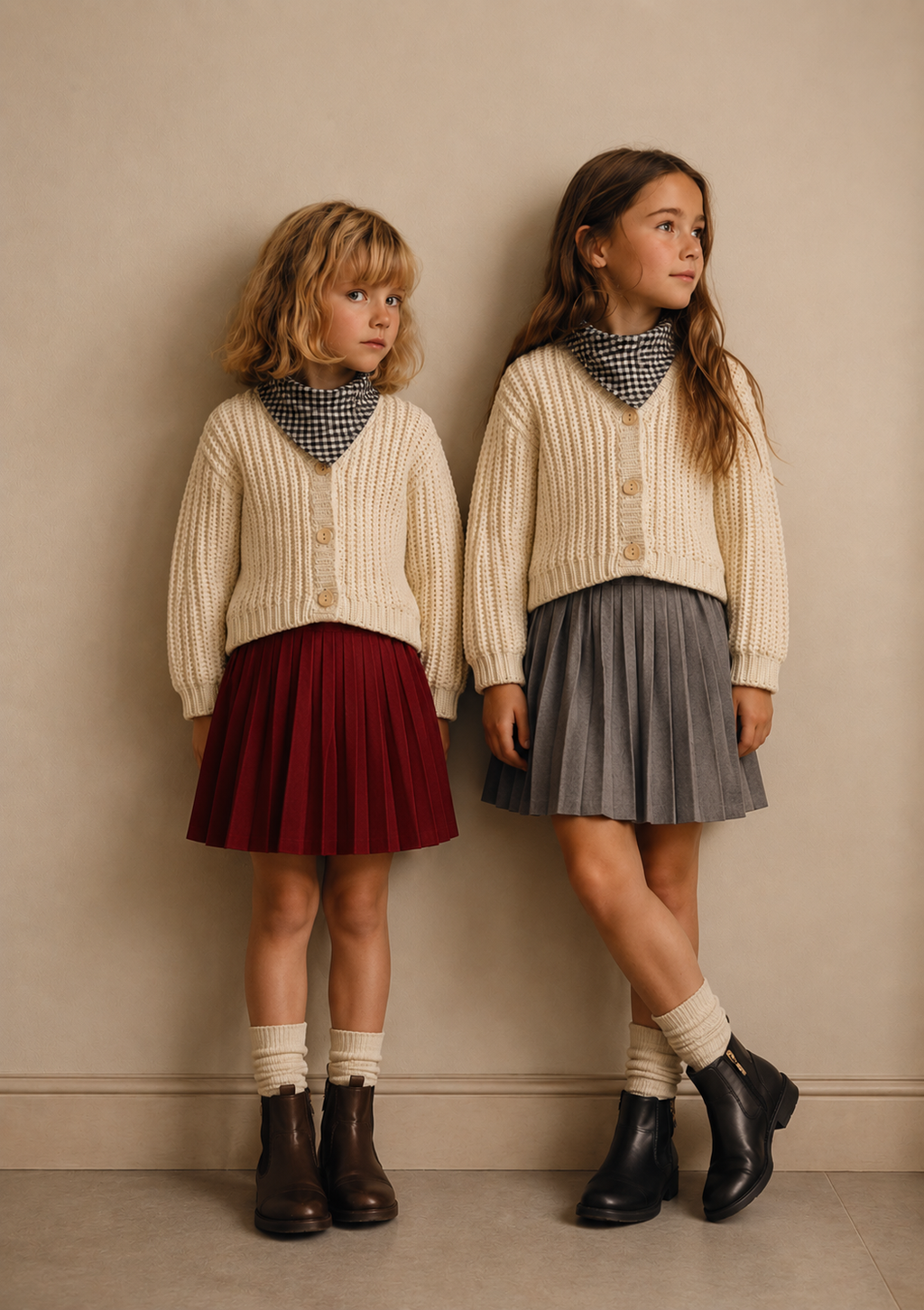 Girls ivory cable knit cardigan