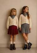 Girls ivory cable knit cardigan